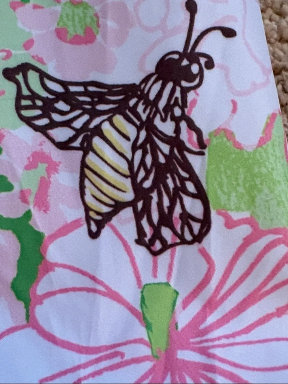 Lilly Pulitzer Pink Floral Women Umbrella with Faux Bamboo Handle - Picture 5 of 12